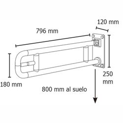 Barra de apoyo abatible nylon 600 mm Presto Equip