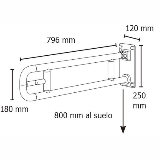Barra de apoyo abatible nylon 800 mm Presto Equip