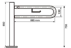 Barra de apoyo abatible suelo inox blanco Presto Equip