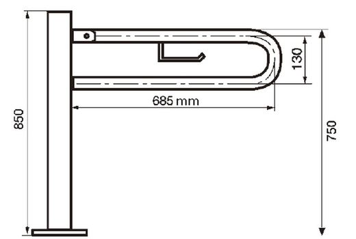 Barra de apoyo abatible suelo inox brillo Presto Equip