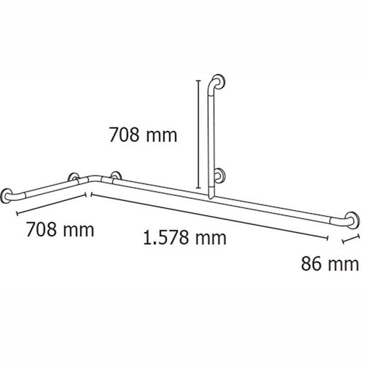 Barra de apoyo bañera en ángulo horizontal nylon Presto Equip