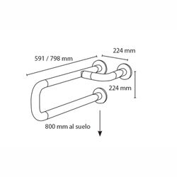 Barra de apoyo mural nylon 591 mm Presto Equip