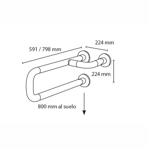 Barra de apoyo mural nylon 591 mm Presto Equip