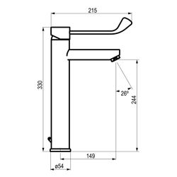 Grifo gerontológico lavabo alto karim Presto Equip