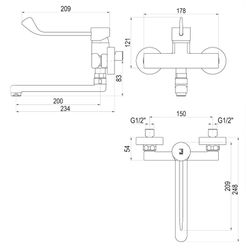 Grifo gerontológico lavabo Aroha mural Presto Equip