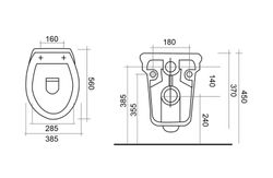 Inodoro Prestowash basic suspendido con tapa asiento Presto Equip