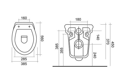 Inodoro Prestowash basic suspendido con tapa asiento Presto Equip