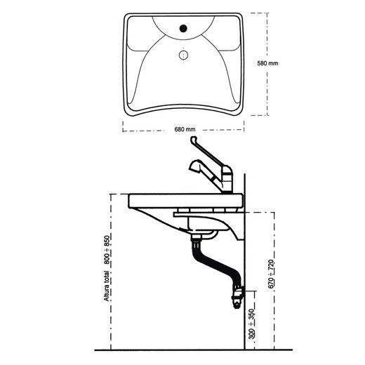 Lavabo fijo Prestosan 861 con grifo Presto Equip