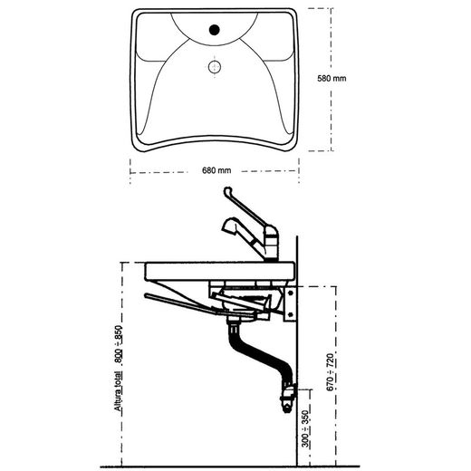 Lavabo inclinación neumática Prestosan 871 con grifo Presto Equip