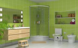 triturador y bomba que evacua las aguas de un baño completo, con depósito de gran tamaño.