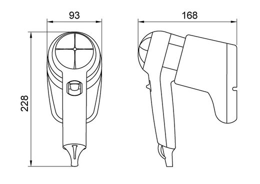 Secador de cabello mural 1200 W ABS negro