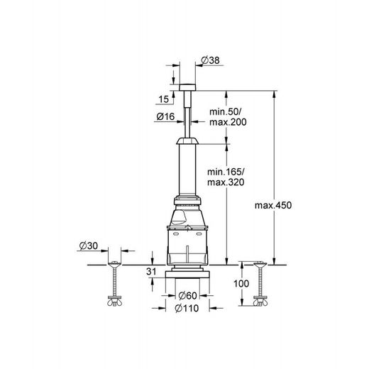 Servo válvula de descarga mecánica 40 mm Grohe