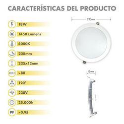 Silver downlight LED 18w 4000k 1450 lm 120º