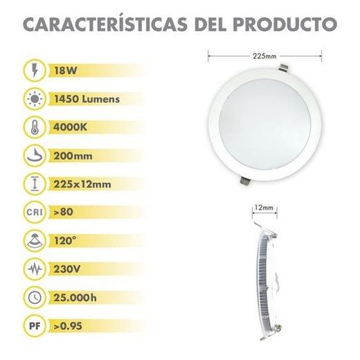 Silver downlight LED 18w 4000k 1450 lm 120º