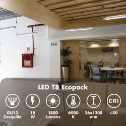 Silver tub LED 18w (36 w) G13 1800 lm 1199 mm vidrio opal