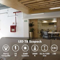 Silver tub LED 22w (58 w) G13 2200 lm 1500 mm vidrio opal