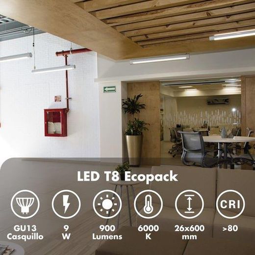 Silver tub LED 9w (18 w) G13 900 lm 588,8 mm vidrio opal