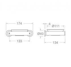 Soporte jabonera de pared para baño con sistema de instalación Dual, Cromado, Modelo Ergos