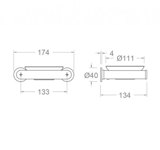 Soporte jabonera de pared para baño con sistema de instalación Dual, Cromado, Modelo Ergos