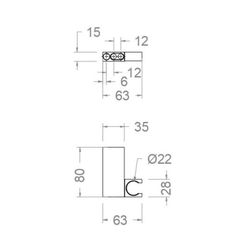 Soporte orientable de pared para ducha negro mate, cuadrado de metal