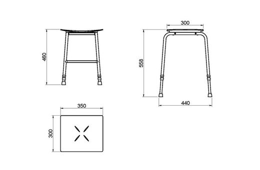 Taburete altura ajustable base en PP y