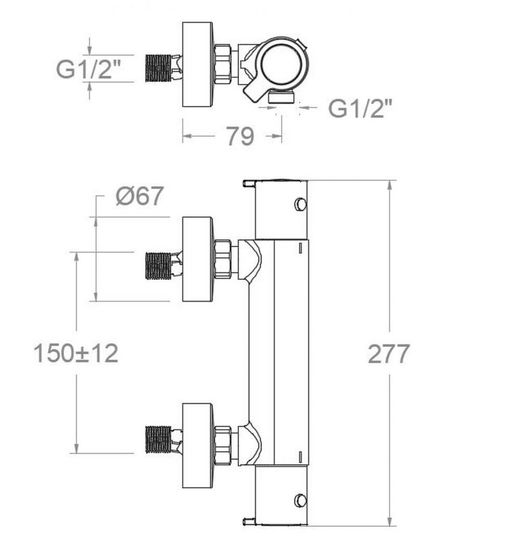 Termostática de ducha Blautherm S2, negro mate