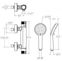 Termostática de ducha modelo Termotech, cromado