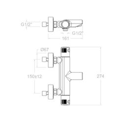 Termostático de baño-ducha, modelo Termotech, cromado