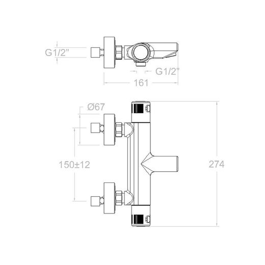 Termostático de baño-ducha, modelo Termotech, cromado