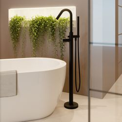 Columna monomando para bañera, modelo Tzar, negro mate