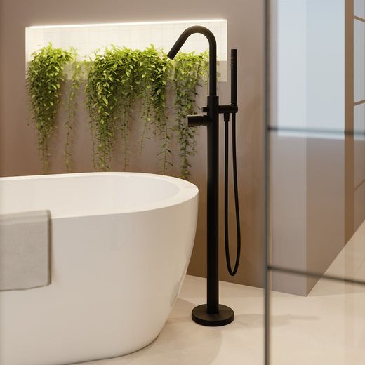 Columna monomando para bañera, modelo Tzar, negro mate