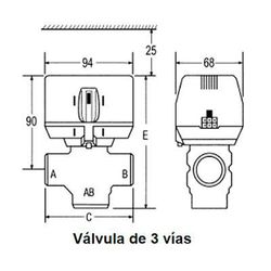 Válvula 3 vías 230v 1" 7,7kvs micro spdt