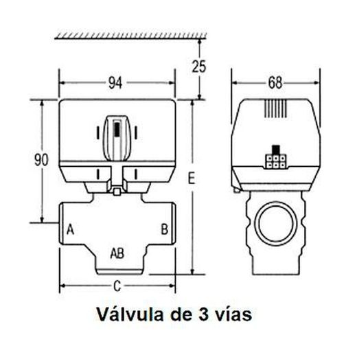 Válvula 3 vías 230v 1" 7,7kvs micro spdt